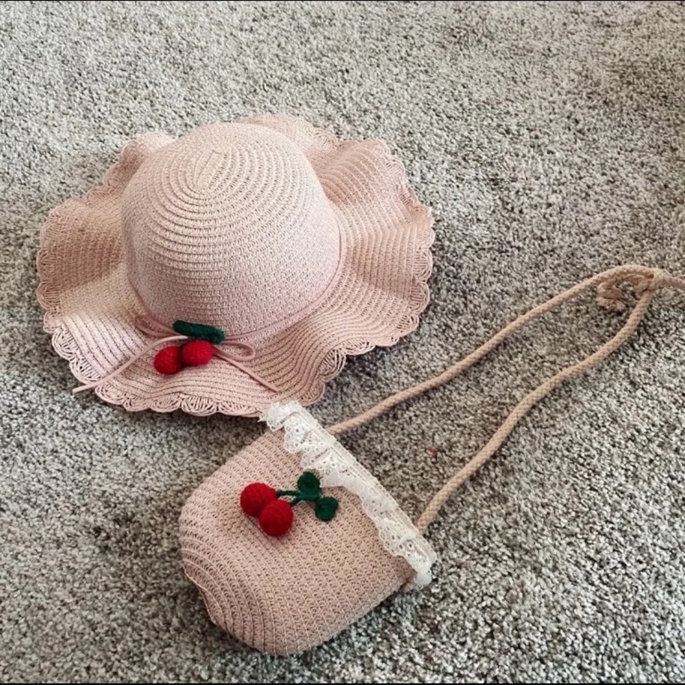 Baby Girl Hat and Bag Set-Pink